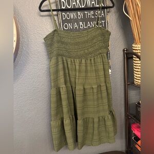 SHEIN Olive Green Smocked Tiered Dress. Large! New!